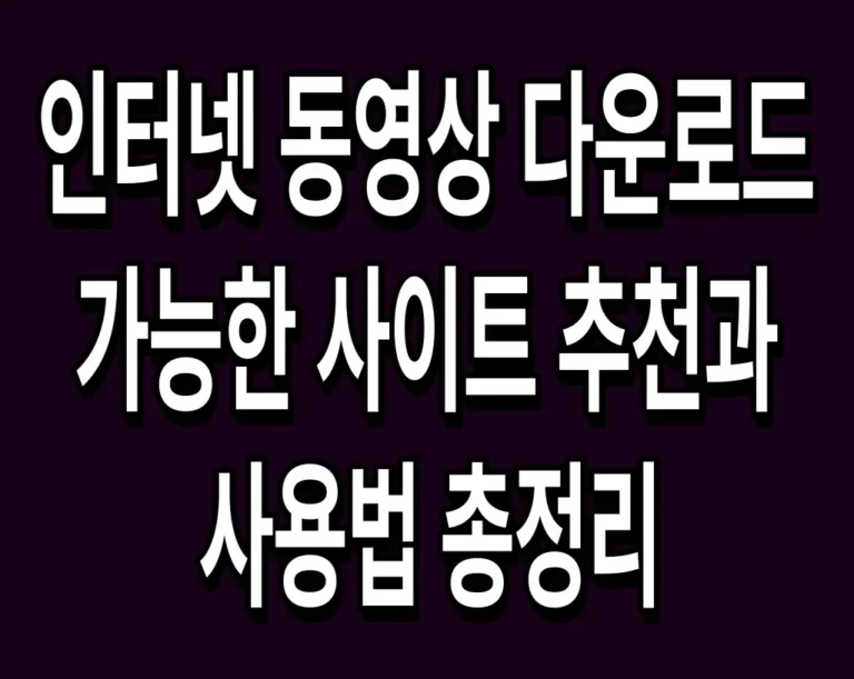 인터넷 동영상 다운로드 가능한 사이트 추천과 사용법 총정리