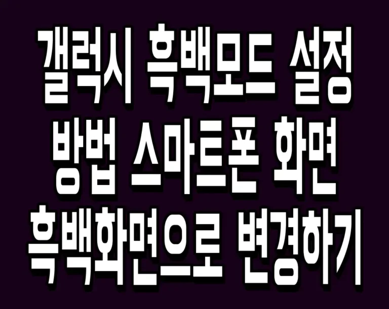 갤럭시 흑백모드 설정 방법 스마트폰 화면 흑백화면으로 변경하기