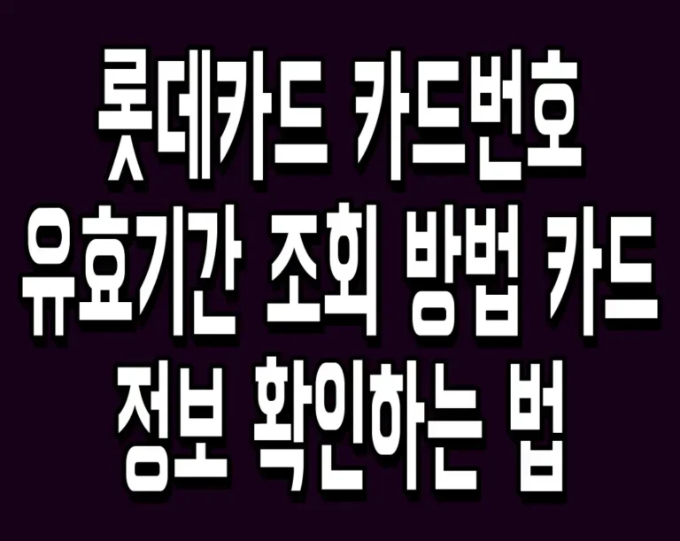 롯데카드 카드번호 유효기간 조회 방법 카드 정보 확인하는 법