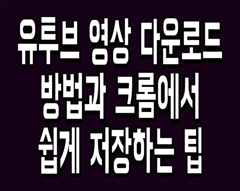 유투브 영상 다운로드 방법과 크롬에서 쉽게 저장하는 팁