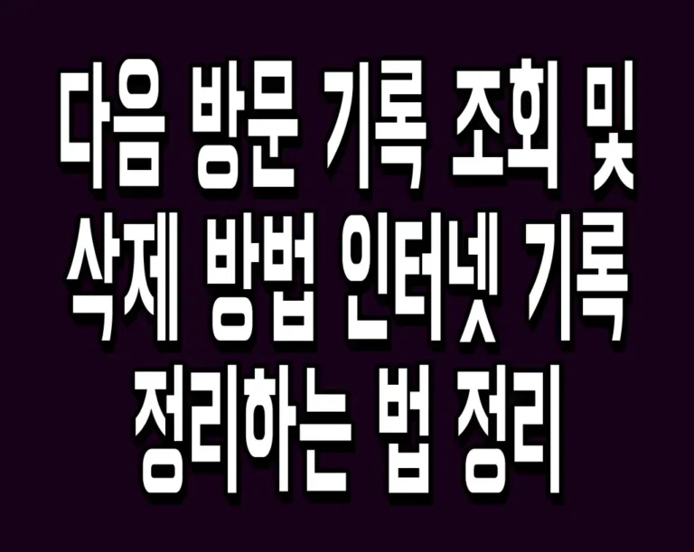 다음 방문 기록 조회 및 삭제 방법 인터넷 기록 정리하는 법 정리