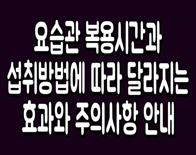 요습관 복용시간과 섭취방법에 따라 달라지는 효과와 주의사항 안내