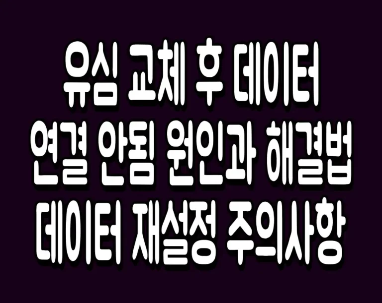 유심 교체 후 데이터 연결 안됨 원인과 해결법 데이터 재설정 주의사항