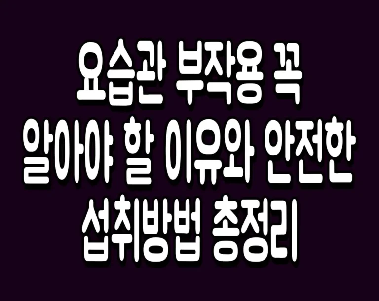 요습관 부작용 꼭 알아야 할 이유와 안전한 섭취방법 총정리