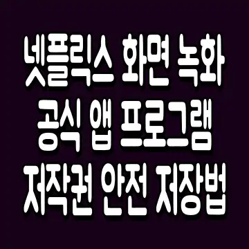 넷플릭스 화면 녹화 공식 앱 프로그램 저작권 안전 저장법