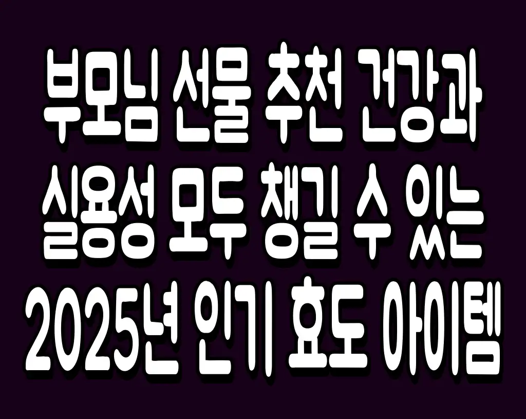 부모님 선물 추천 건강과 실용성 모두 챙길 수 있는 2025년 인기 효도 아이템