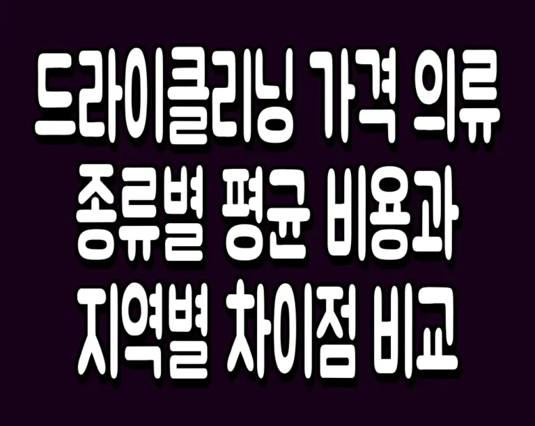드라이클리닝 가격 의류 종류별 평균 비용과 지역별 차이점 비교
