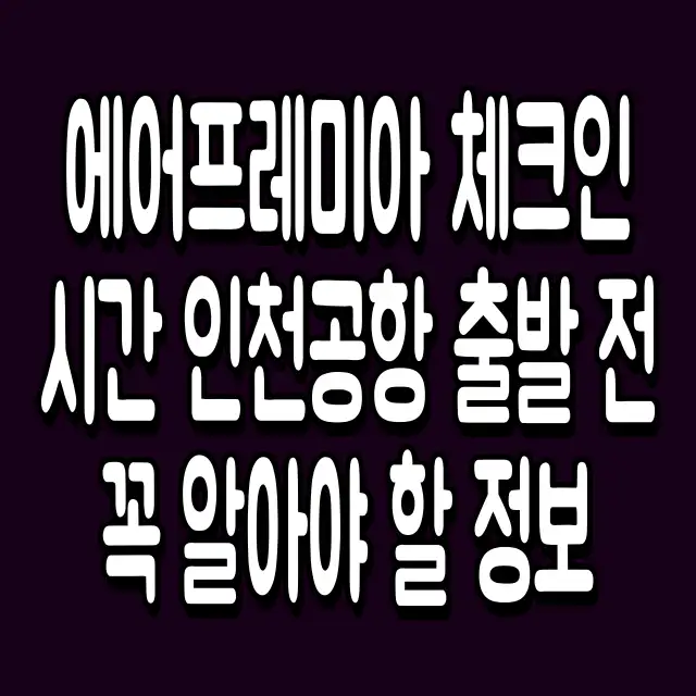 에어프레미아 체크인 시간 인천공항 출발 전 꼭 알아야 할 정보