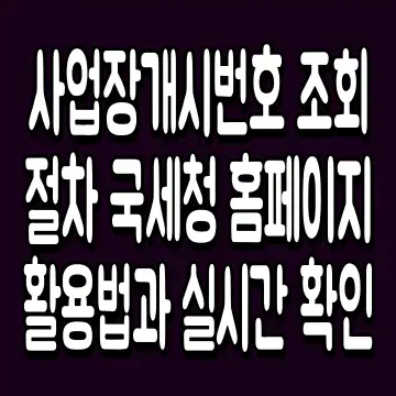 사업장개시번호 조회 절차 국세청 홈페이지 활용법과 실시간 확인