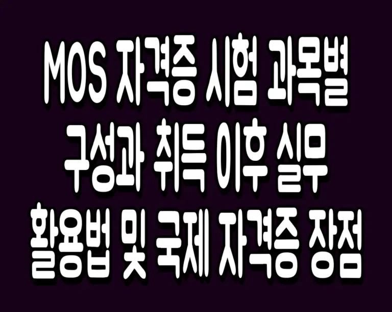 MOS 자격증 시험 과목별 구성과 취득 이후 실무 활용법 및 국제 자격증 장점