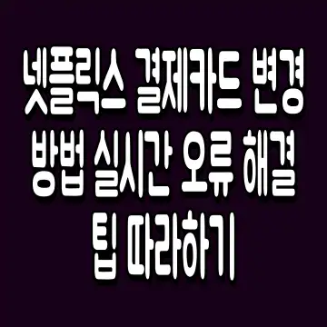 넷플릭스 결제카드 변경 방법 실시간 오류 해결 팁 따라하기