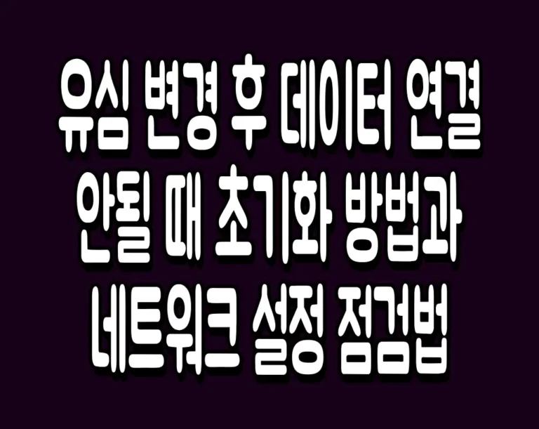유심 변경 후 데이터 연결 안될 때 초기화 방법과 네트워크 설정 점검법