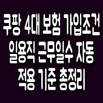 쿠팡 4대 보험 가입조건 일용직 근무일수 자동 적용 기준 총정리