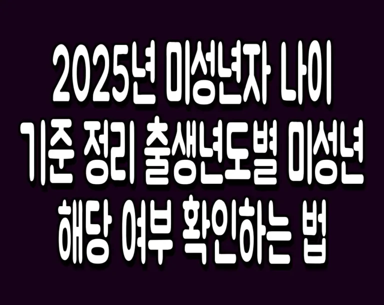 2025년 미성년자 나이 기준 정리 출생년도별 미성년 해당 여부 확인하는 법