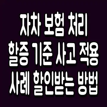 자차 보험 처리 할증 기준 사고 적용사례 할인받는 방법