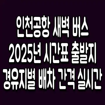인천공항 새벽 버스 2025년 시간표 출발지 경유지별 배차 간격 실시간