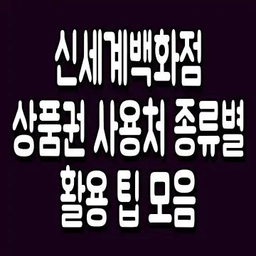 신세계백화점 상품권 사용처 종류별 활용 팁 모음