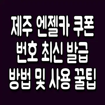 제주 엔젤카 쿠폰 번호 최신 발급 방법 및 사용 꿀팁
