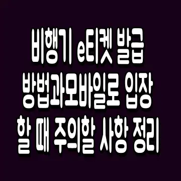 비행기 e티켓 발급 방법과 모바일로 입장할 때 주의할 사항 정리