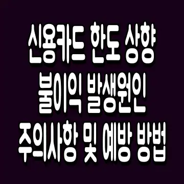 신용카드 한도 상향 불이익 발생원인 주의사항 및 예방 방법