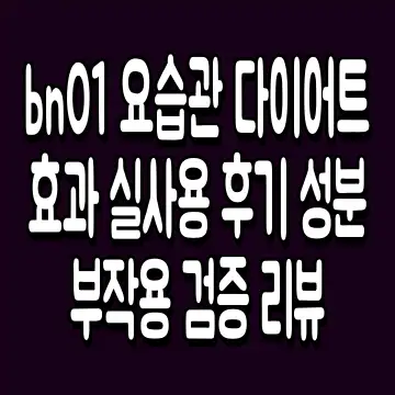 bn01 요습관 다이어트 효과 실사용 후기 성분 부작용 검증 리뷰