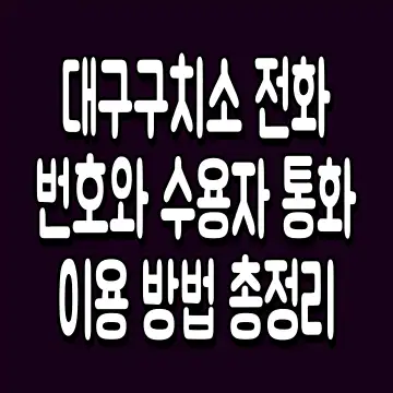 대구구치소 전화 번호와 수용자 통화 이용 방법 총정리