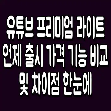 유튜브 프리미엄 라이트 언제 출시 가격 기능 비교 및 차이점 한눈에