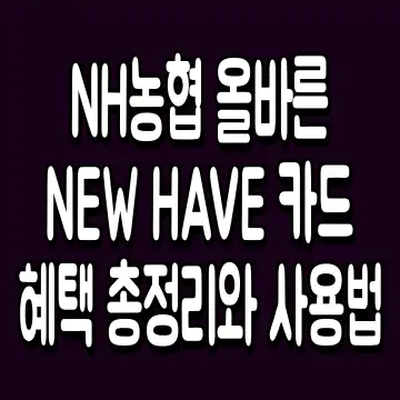 NH농협 올바른NEW HAVE 카드 혜택 총정리와 사용법