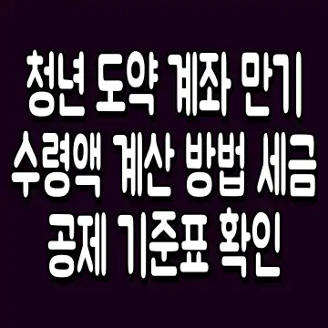 청년 도약 계좌 만기 수령액 계산 방법 세금 공제 기준표 확인