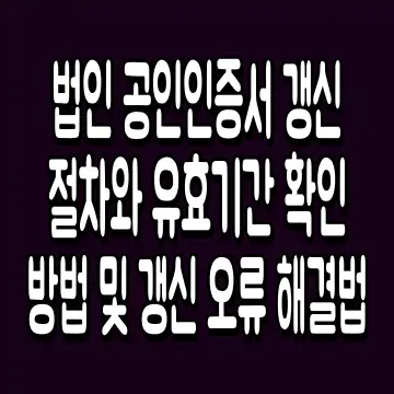 법인 공인인증서 갱신 절차와 유효기간 확인 방법 및 갱신 오류 해결법
