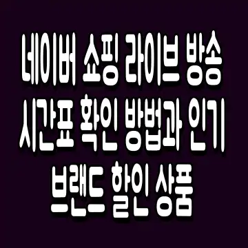 네이버 쇼핑 라이브 방송 시간표 확인 방법과 인기 브랜드 할인 상품