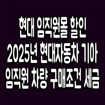 현대 임직원몰 할인 2025년 현대자동차 기아 임직원 차량 구매조건 세금