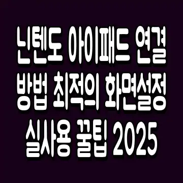 닌텐도 아이패드 연결방법 최적의 화면설정 실사용 꿀팁 2025