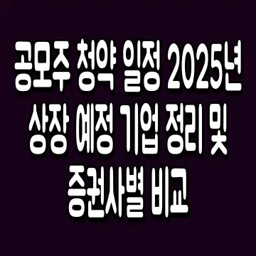 공모주 청약 일정 2025년 상장 예정 기업 정리 및 증권사별 비교