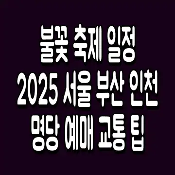 불꽃 축제 일정 2025 서울 부산 인천 명당 예매 교통 팁