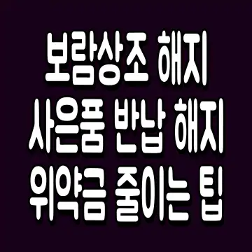 보람상조 해지 사은품 반납 해지 위약금 줄이는 팁
