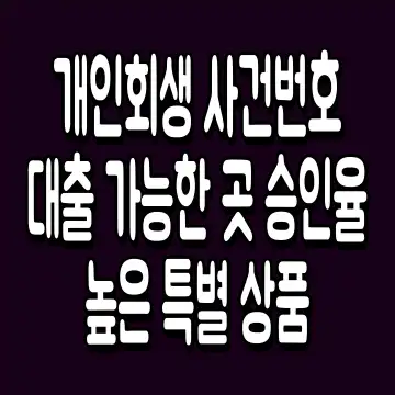 개인회생 사건번호 대출 가능한 곳 승인율 높은 특별 상품