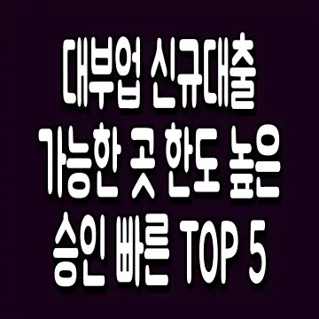 대부업 신규대출 가능한 곳 한도 높은 승인 빠른 TOP 5