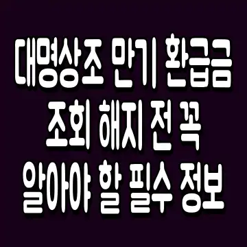 대명상조 만기 환급금 조회 해지 전 꼭 알아야 할 필수 정보