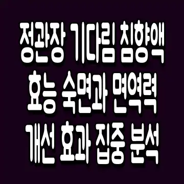 정관장 기다림 침향액 효능 숙면과 면역력 개선 효과 집중 분석