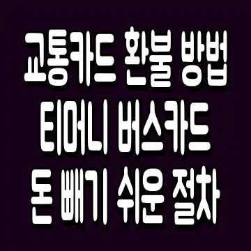교통카드 환불 방법 티머니 버스카드 돈 빼기 쉬운 절차