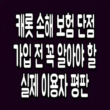 캐롯 손해 보험 단점 가입 전 꼭 알아야 할 실제 이용자 평판