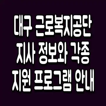 대구 근로복지공단 지사 정보와 각종 지원 프로그램 안내