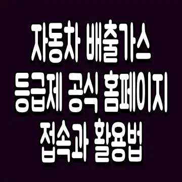 자동차 배출가스 등급제 공식 홈페이지 접속과 활용법