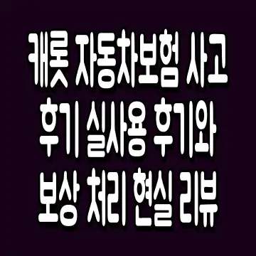 캐롯 자동차보험 사고 후기 실사용 후기와 보상 처리 현실 리뷰