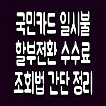 국민카드 일시불 할부전환 수수료 조회법 간단 정리