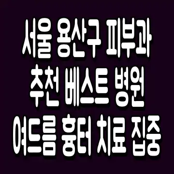 서울 용산구 피부과 추천 베스트 병원 여드름 흉터 치료 집중