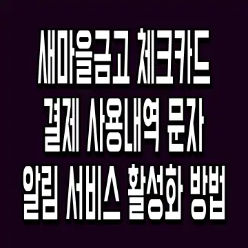 새마을금고 체크카드 결제 사용내역 문자 알림 서비스 활성화 방법