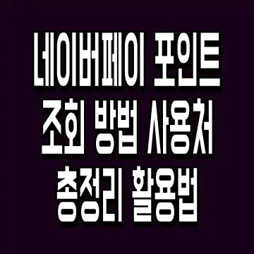 네이버페이 포인트 조회 방법 사용처 총정리 활용법