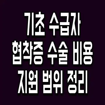기초 수급자 협착증 수술 비용 지원 범위 정리